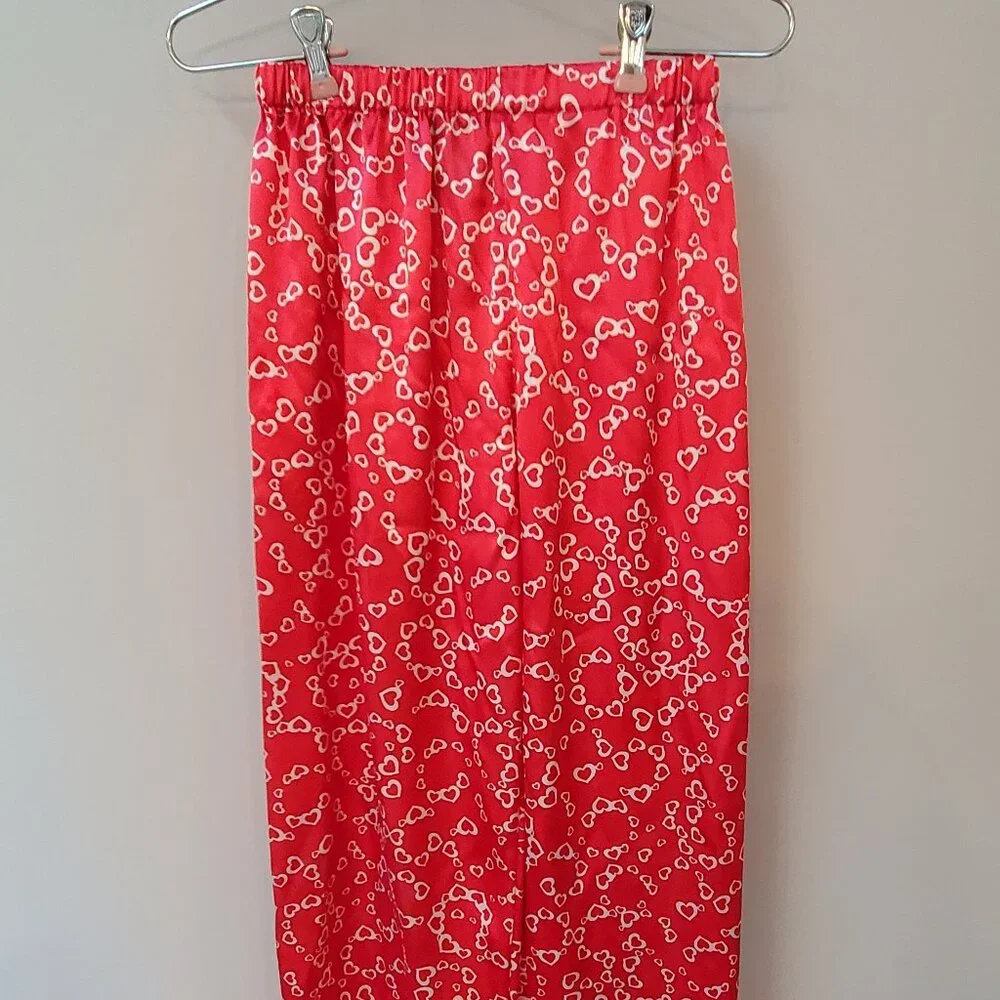 Two Pair Valentine Heart Design Lands' End Pajamas Girls